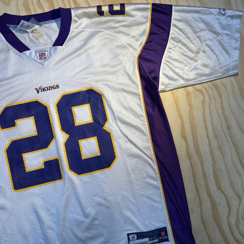Reebok Mens Minnesota Vikings Adrian Peterson #28 White Football Jersey Size 2XL